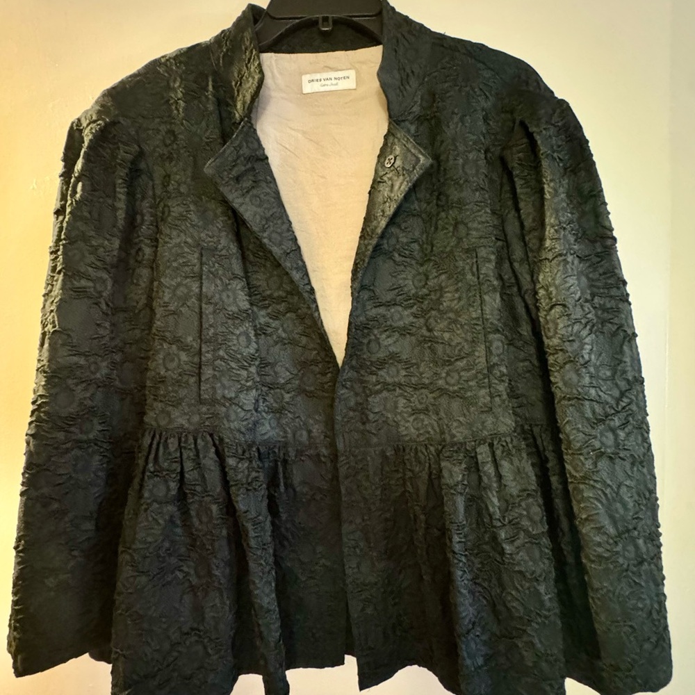 Dries Van Noten Black Floral Peplum Blazer NWOT XS (see measurements)